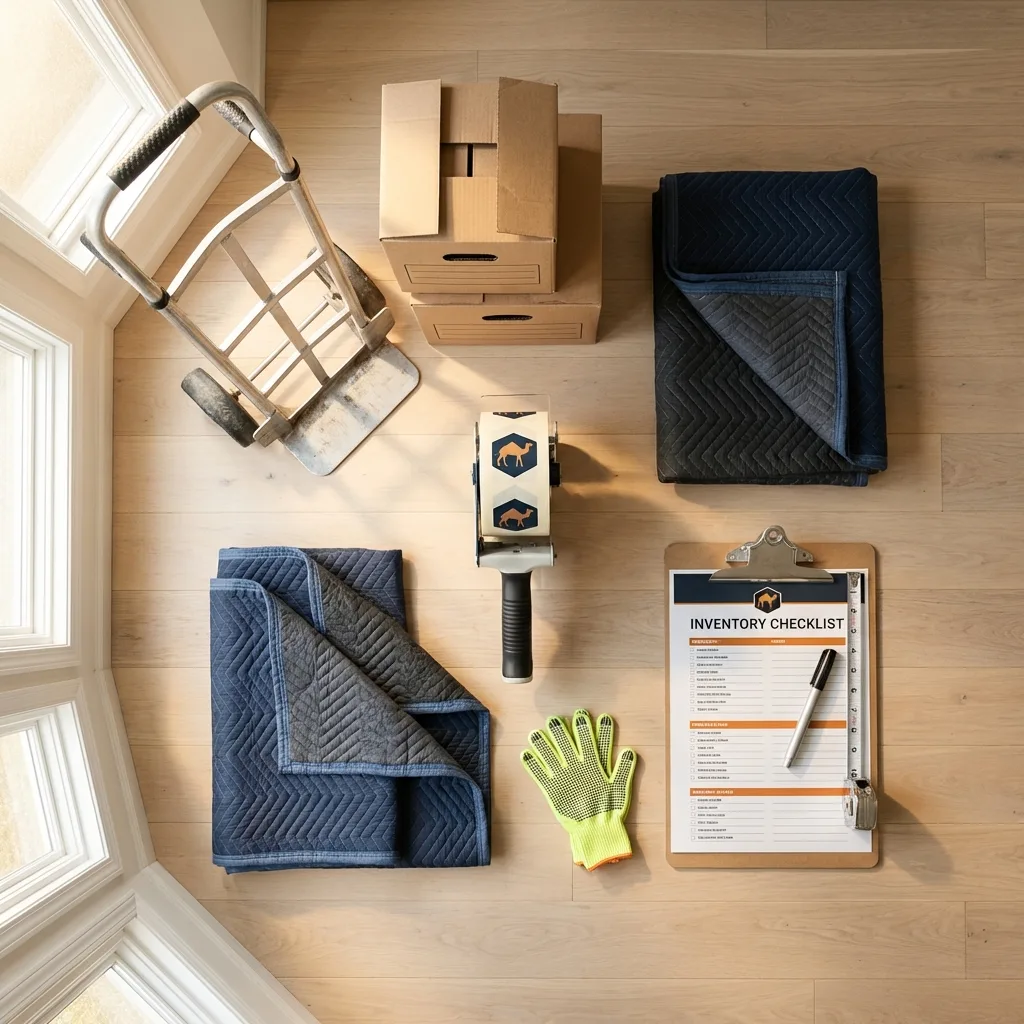 Professional moving supplies and packing materials layout for Eddyville residential relocations
